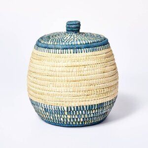 Threshold Large Woven Canister with Lid - Blue - Raffia